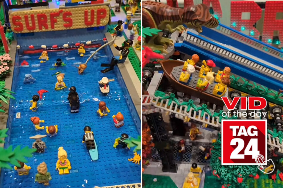 viral videos: Viral Video of the Day for July 16, 2023: TikToker builds an epic Legos water park!