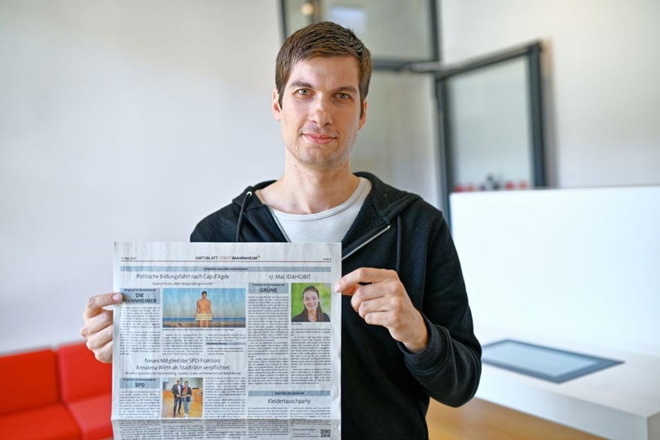 Der Politiker rief im Amtsblatt zur Teilnahme an seiner FKK-Bildungsreise auf.