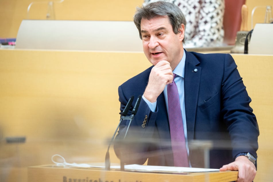 Markus Söder (54, CSU), Parteivorsitzender und Ministerpräsident von Bayern, gibt während einer Sitzung des bayerischen Landtags seine Regierungserklärung ab.