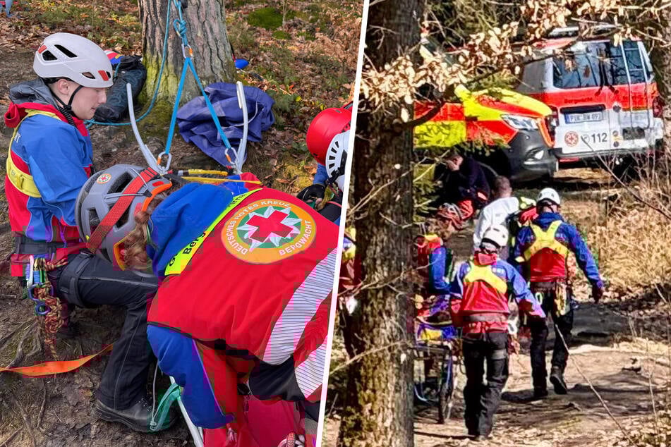 Wanderin stolpert in Sächsischer Schweiz über Wurzel: Bergwacht eilt zur Hilfe