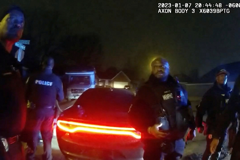 Desmond Mills Jr. (2nd from r.) is seen in bodycam footage of the incident that led to Tyre Nichols' fatal beating.