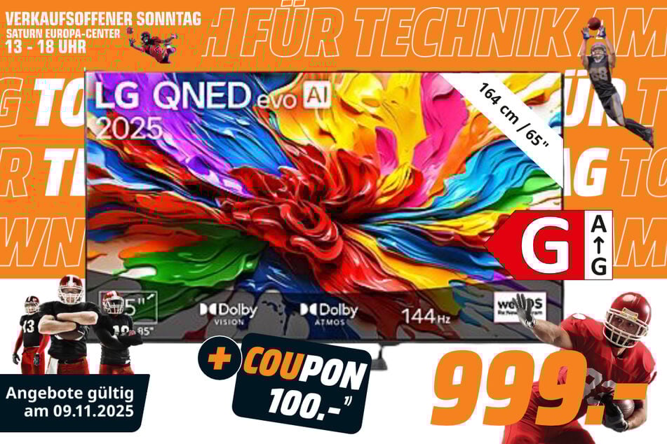65-Zoll LG-Fernseher für 999 Euro + 100-Euro-Coupon¹.