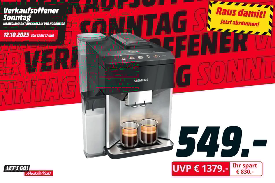 Siemens-Kaffeevollautomat für 549 statt 1.379 Euro.