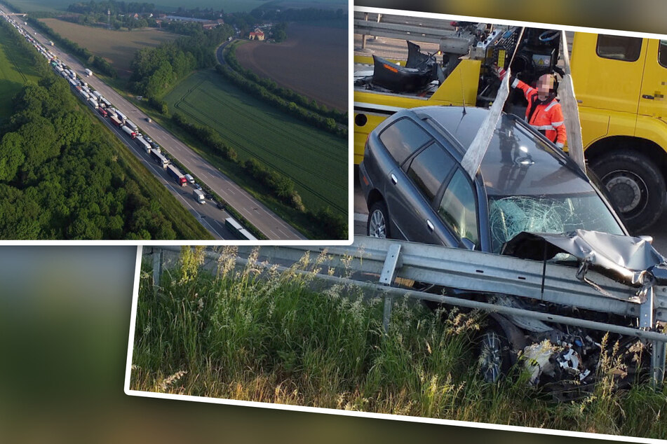 Unfall A2: Stau nach Unfall auf der A2: Auto schleudert über drei Fahrspuren!