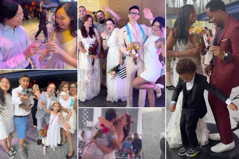 Hundreds of New Yorkers tie the knot at Lincoln Center's third annual mass wedding party!