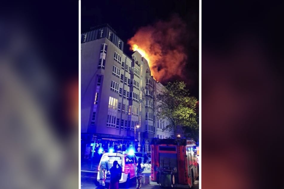 Im Berliner Ortsteil Schöneberg stand in der Nacht zu Mittwoch das Dach eines Wohnhauses in Flammen.