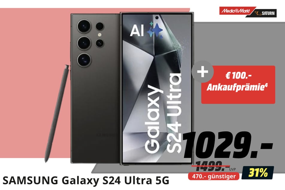 Samsung Galaxy S24 Ultra für 1.029 statt 1.449 Euro.