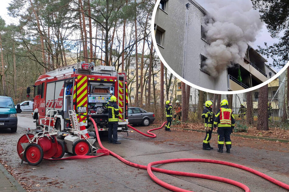 Wohnungsbrand in Potsdam: Feuerwehr rettet verletzte Frau