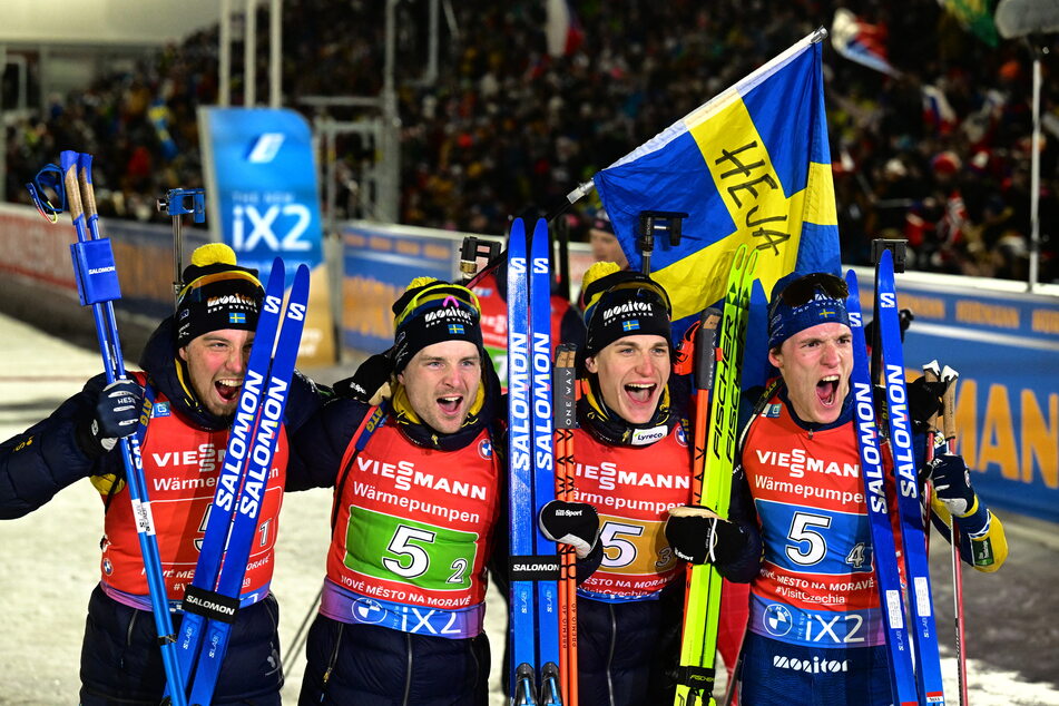 Die Schweden feierten ihren etwas überraschenden Staffel-Sieg.