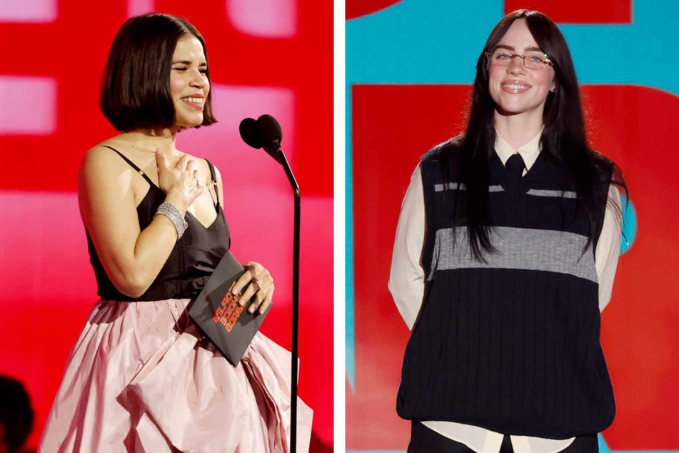 Standout People's Choice Award winners include America Ferrera (l.) for her role in the Barbie movie and Billie Eilish for her TV performance in Swarm.