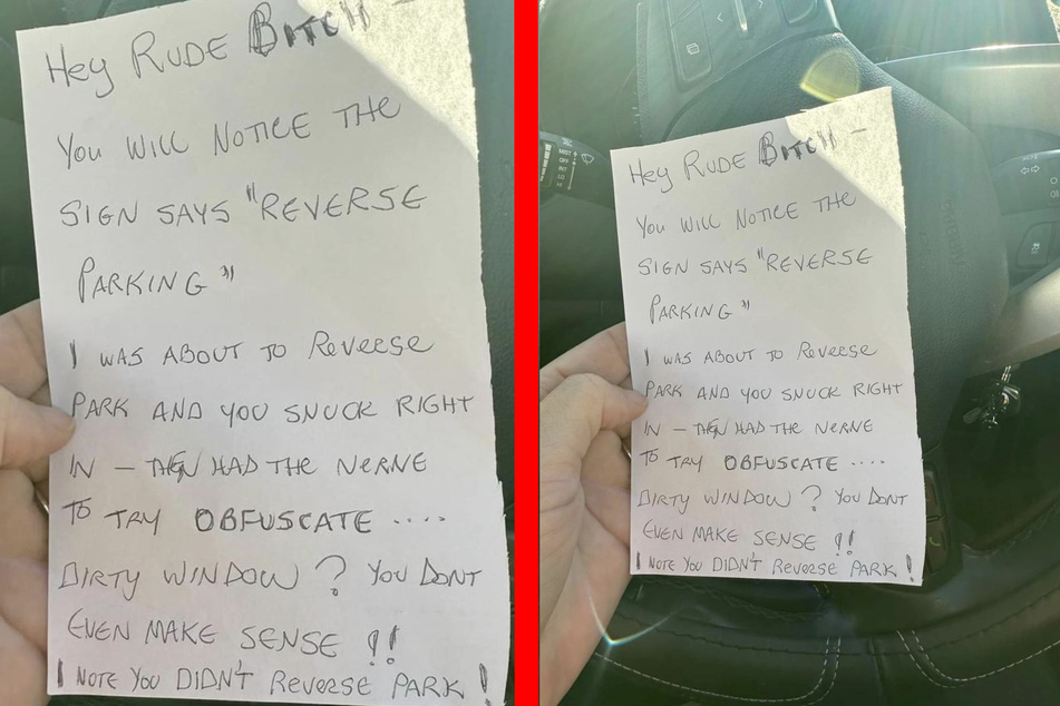 Dieser Zettel wurde von einer australischen Familie an ihrem Auto entdeckt.