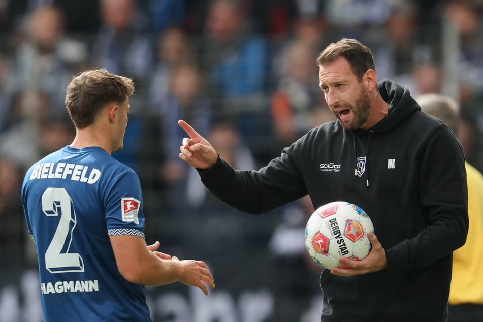 Bielefelds Felix Hagmann (l.) erzielte den einzigen Treffer des Tages. (Archivbild)