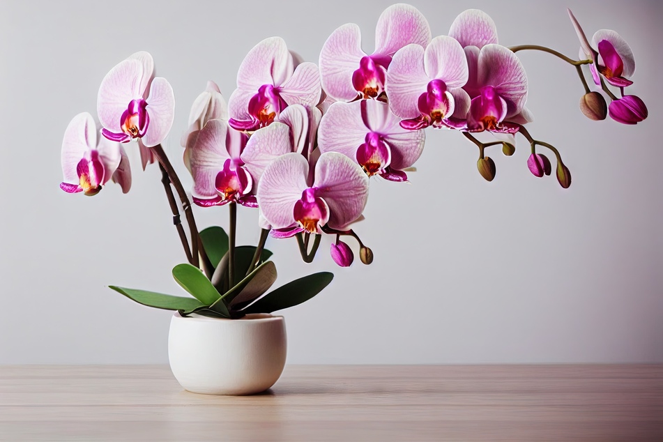 Üppig blüht eine Orchidee bei Düngergaben während der Wachstumsphase.