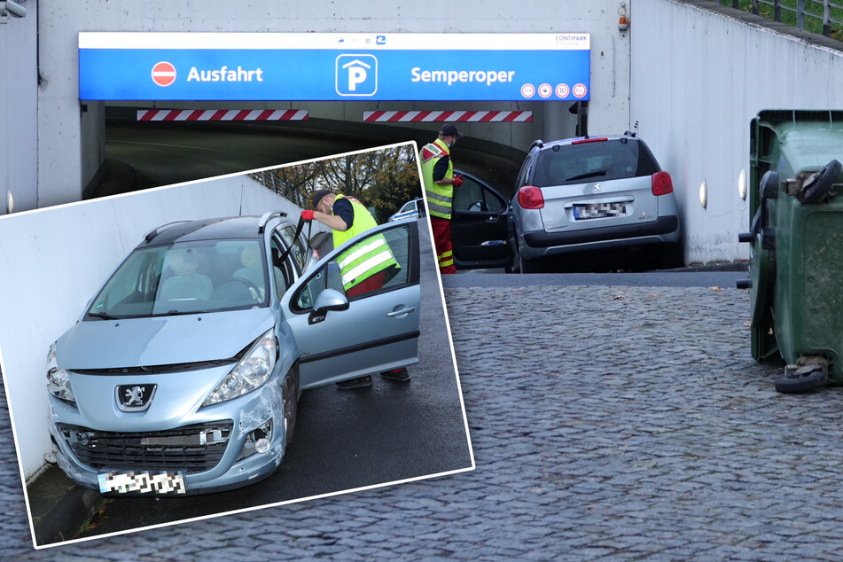 Unfall an der Tiefgarage der Semperoper: 85-Jähriger verliert Kontrolle über sein Auto!