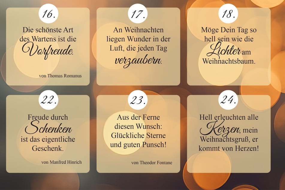 Die Sprüche für den Adventskalender verschönern die Adventszeit.