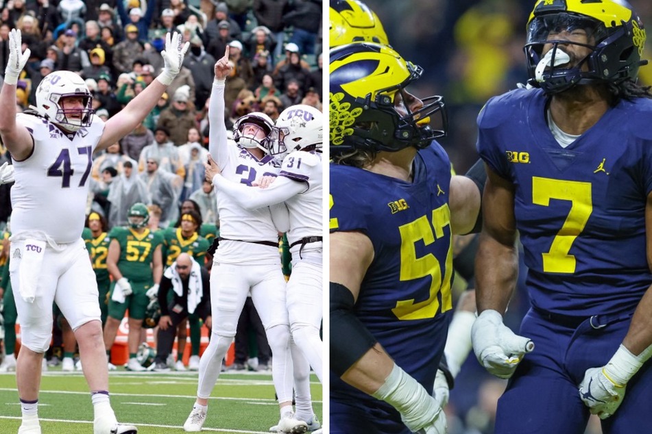 TCU (l) and Michigan will face off in the first College Football Playoff semifinal game on December 31.