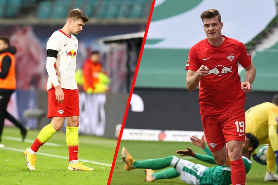 Im Hinspiel gegen Köln konnte Alexander Sörloth (25) RB nicht zu einem Sieg verhelfen. Ob es als frisch gebackener Doppelpacker besser klappt? (Archivbilder)