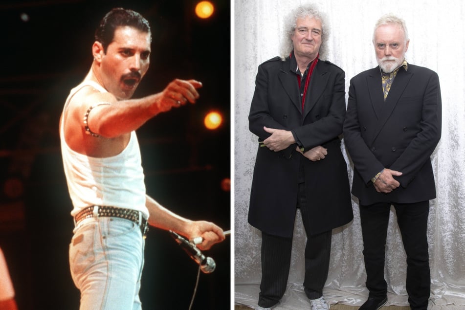 Zahlreiche Hits machten Freddie Mercury (†45, l.) und Queen zur Legende. Brian May (75) und Roger Taylor (73, r.) haben die legendäre Rockband einst mitgegründet.