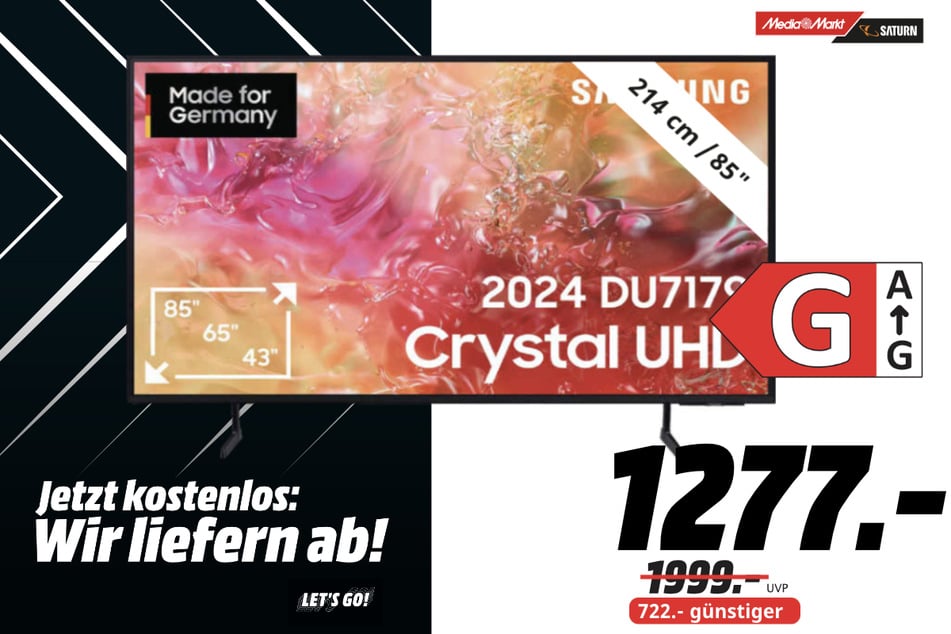 85-Zoll Samsung-Fernseher für 1.277 statt 1.999 Euro.