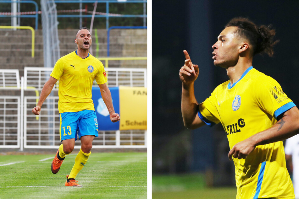 Torjäger Djamal Ziane (l.) schoss das 1:0 für Lok Leipzig und legte später zum 3:0 nach, Theo Ogbidi netzte zum 2:0 ein. (Archivbild)