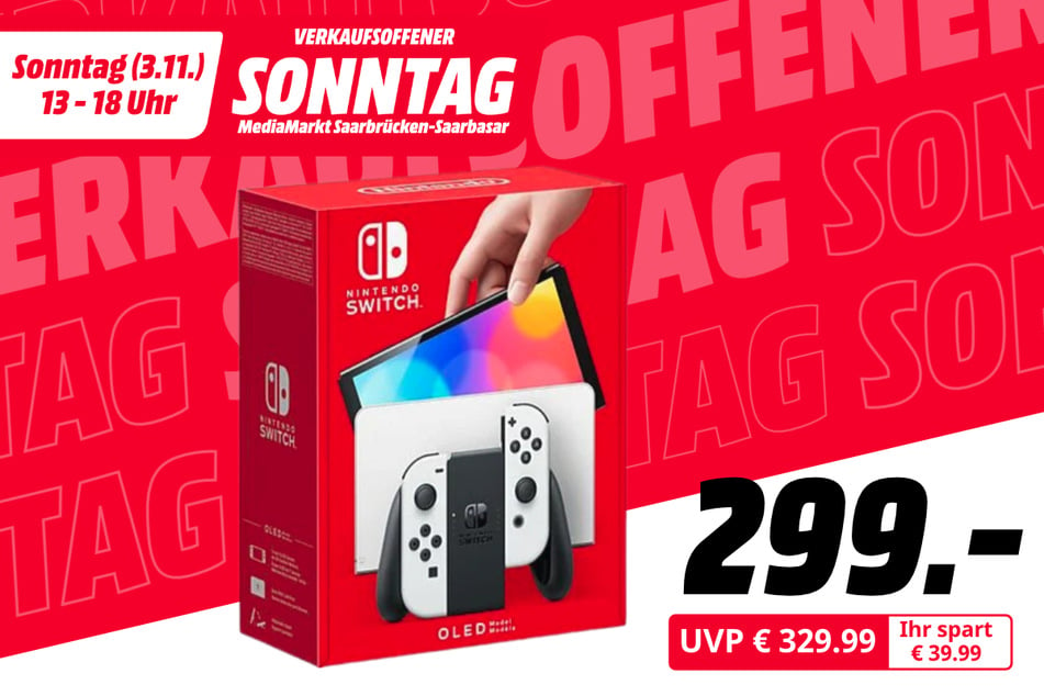 Nintendo OLED-Switch für 299 statt 329,99 Euro.