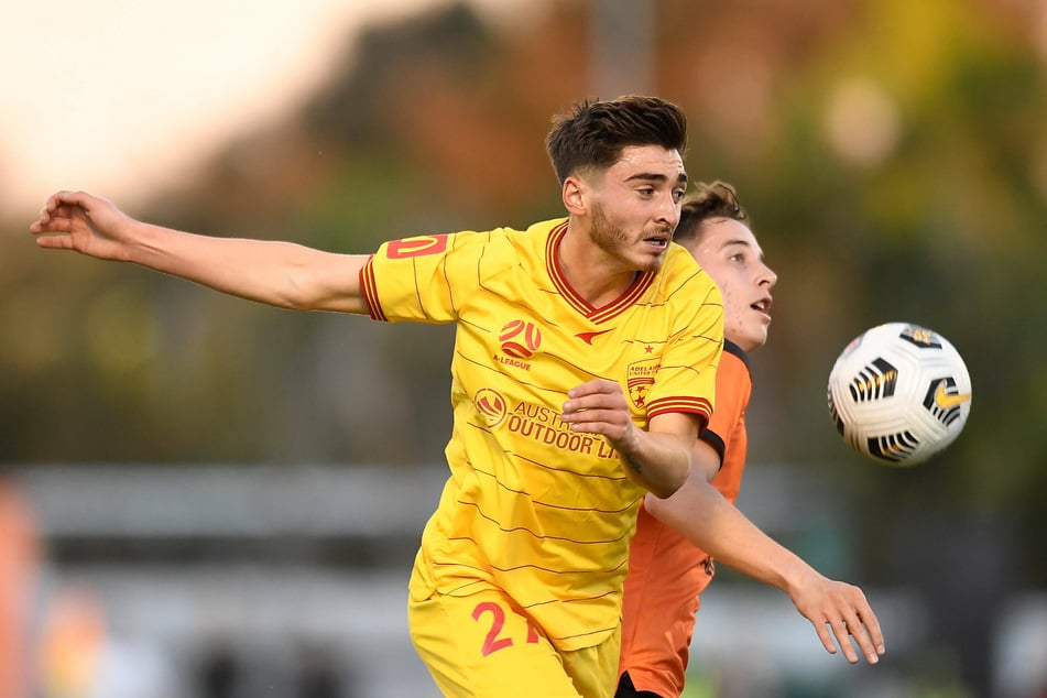 Josh Cavallo playing for Adelaide United in Australia's A-League.