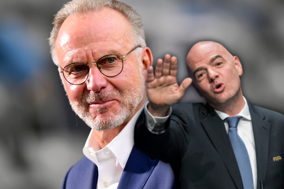 FIFA-Präsident Gianni Infantino (r, 50) und Bayern-Vorstand Karl-Heinz Rummenigge (64) kennen sich schon lange. (Bildmontage)