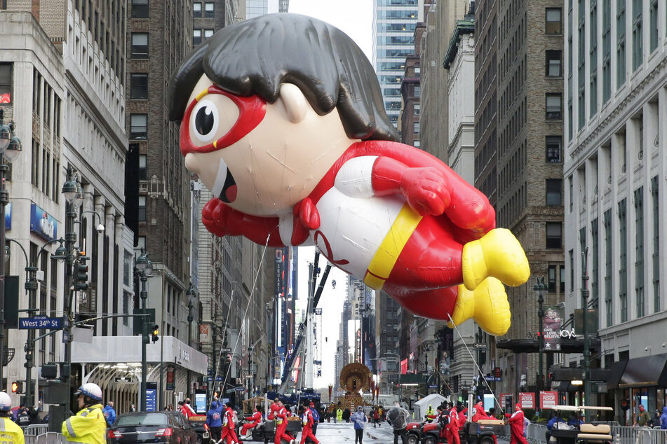 The Ryan's World balloon flew during last year's restricted pandemic parade route in Manhattan, which was reduced to just a few blocks of giant balloons, festive floats, and performers in pre-taped TV segments.