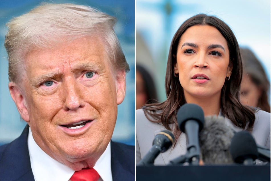 In a recent interview, Alexandria Ocasio-Cortez (r) criticized President Donald Trump's (l) cognitive state, and the media for "pretending this is normal."