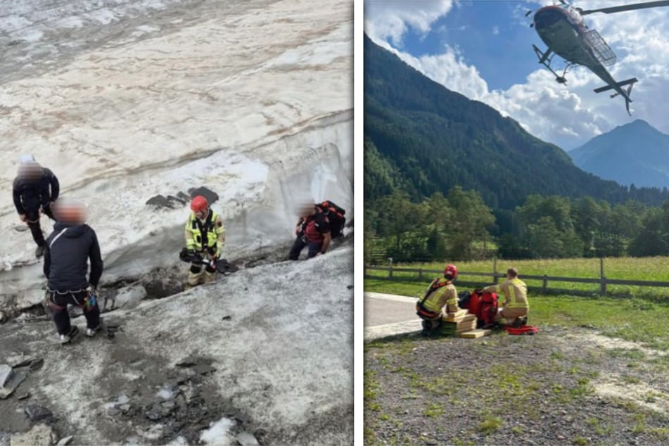Einsatzkräfte befreiten den eingeklemmten Bergsteiger.