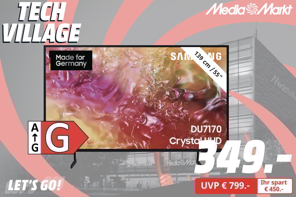 55-Zoll Samsung-Fernseher GU55DU7170U für 349 statt 799 Euro.