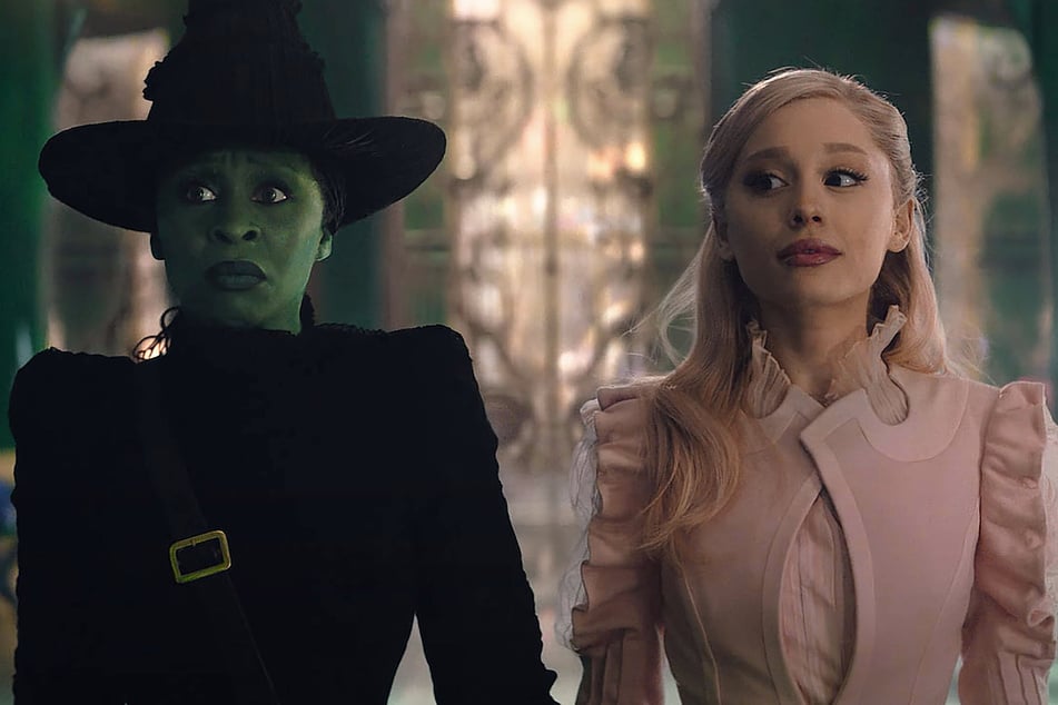 Critics say Cynthia Erivo (l.) has a showstopping turn as green-skinned heroine Elphaba in Wicked, while pop music star Ariana Grande, another vocal powerhouse, plays fellow witch Glinda.