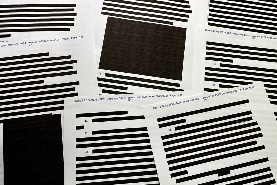 Pages of entirely redacted information were seen in the released affidavit from the US Justice Department, which detailed the reasons for obtaining a search warrant for Donald Trump's Florida residence.