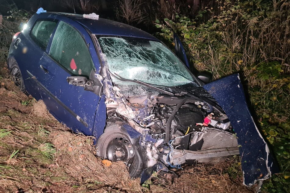 Der Renault Clio wurde an der Front stark beschädigt.