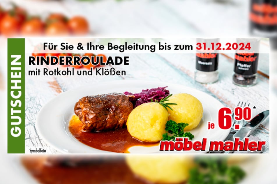 Einfach Coupon auf dem Handy an der Kasse vorzeigen, sparen und die Roulade genießen.