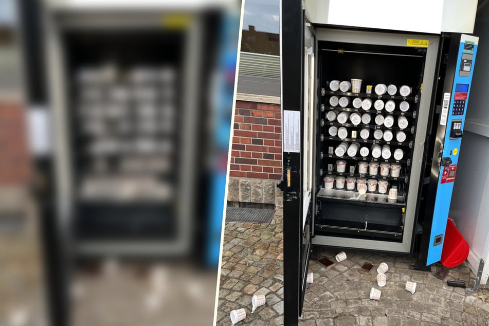 Einer der geplünderten Automaten, welchen die Besitzer am nächsten Morgen vorfanden.