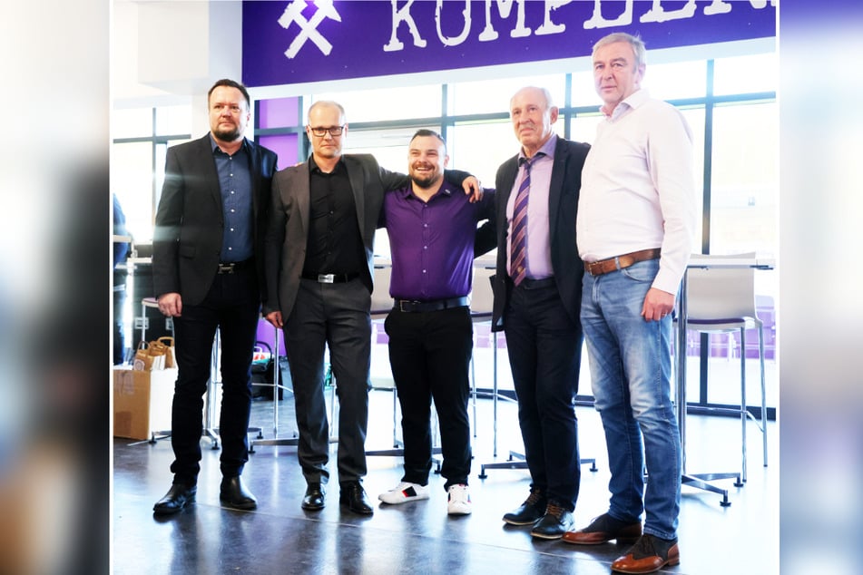 Aues neues Präsidium: (v. l.) Robert Scholz, Thomas Schlesinger, Jörg Püschmann, Roland Frötschner und Volker Schmidt.