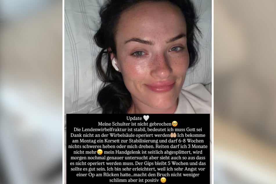 Wenig später konnte die 29-Jährige leichte Entwarnung geben: operative Eingriffe an Rücken und Handgelenk sind wohl nicht nötig.