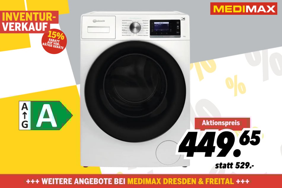 Bauknecht-Waschmaschine für 449,65 Euro.