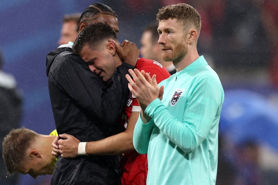 RB Leipzigs Christoph Baumgartner (24, M.) konnte seinen Emotionen nach Abpfiff freien Lauf lassen.