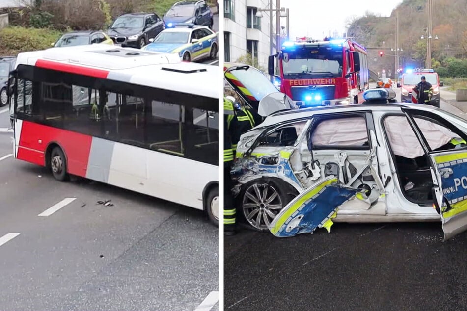 Polizeiauto prallt mit Linienbus zusammen: Fünf Verletzte