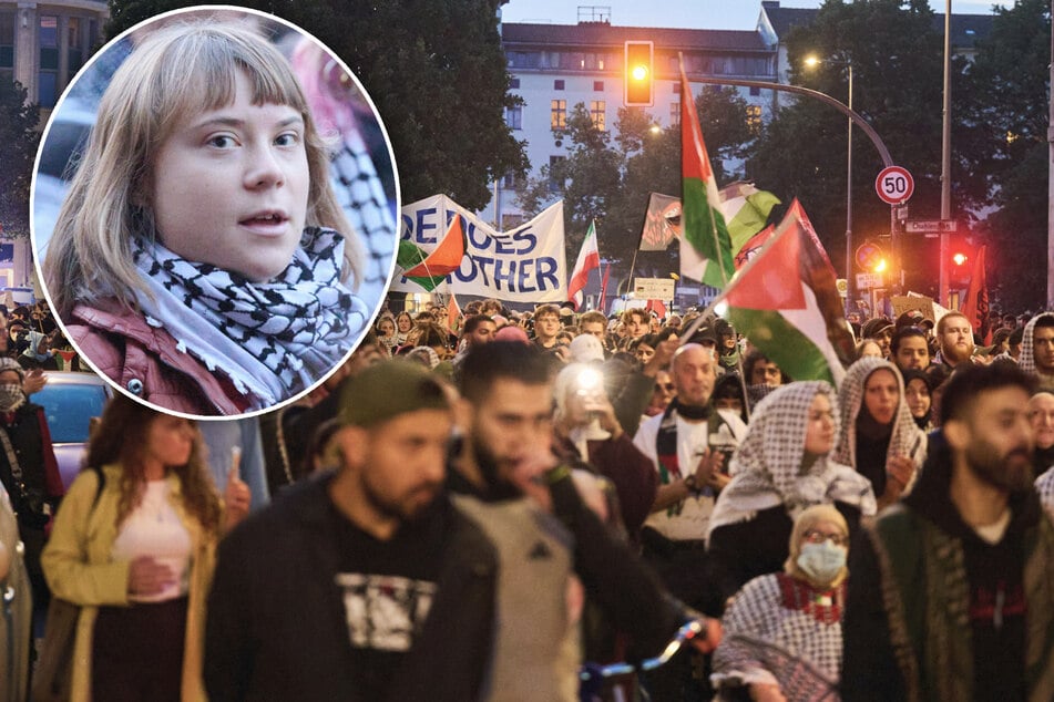Am Jahrestag vom Hamas-Terror: Festnahmen bei Palästina-Demo in Berlin, auch Greta läuft mit