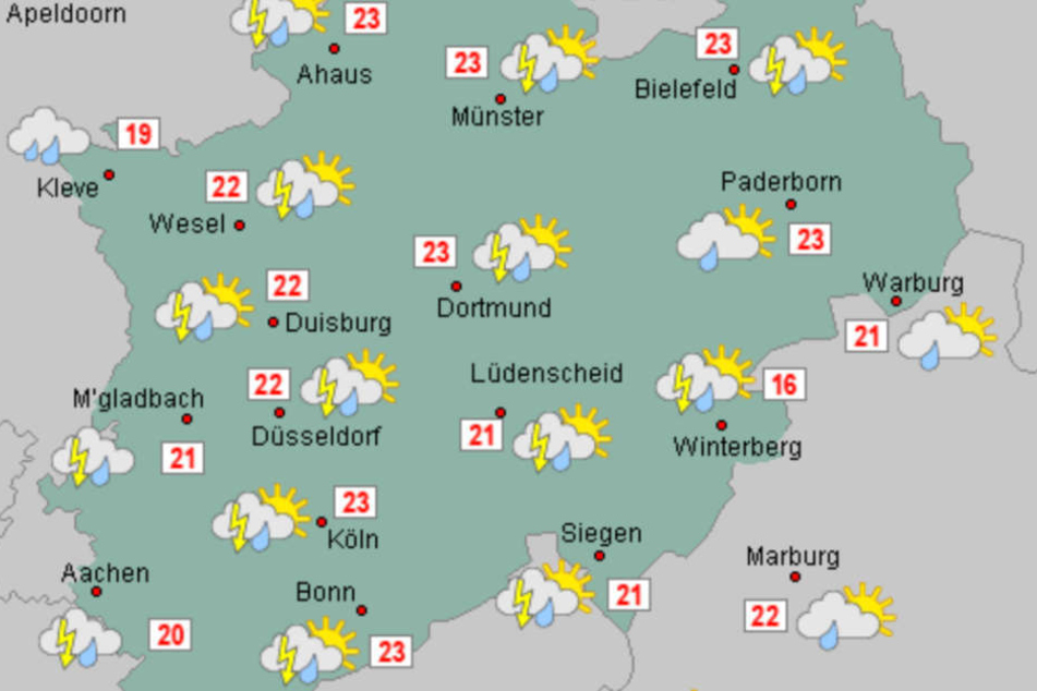 Am Donnerstag ziehen in NRW Gewitter auf - der Wetterdienst kündigte zudem vereinzelt auch Starkregen an.