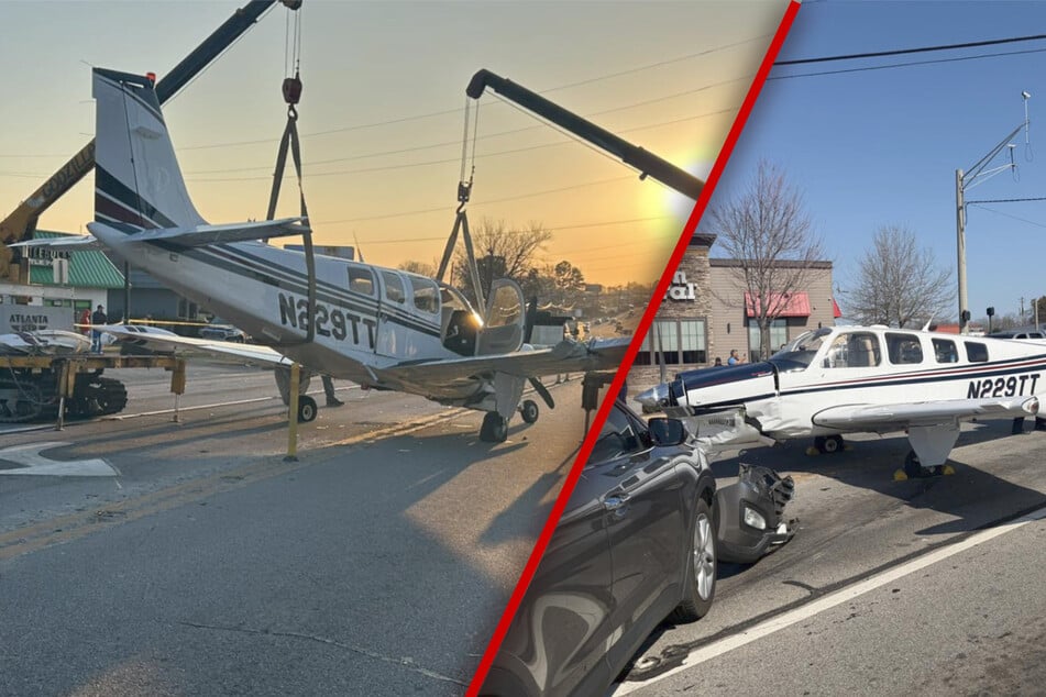 Kleinflugzeug rast auf stark befahrene Straße zu und kollidiert mit mehreren Autos