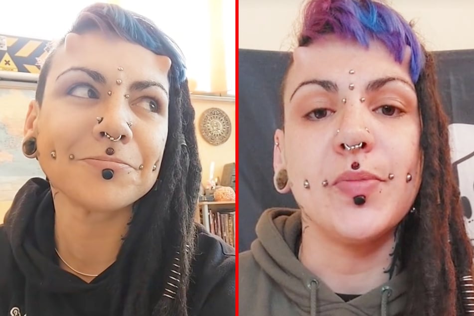 A body modification addict has made waves by installing a pair of horns under the skin on her forehead.