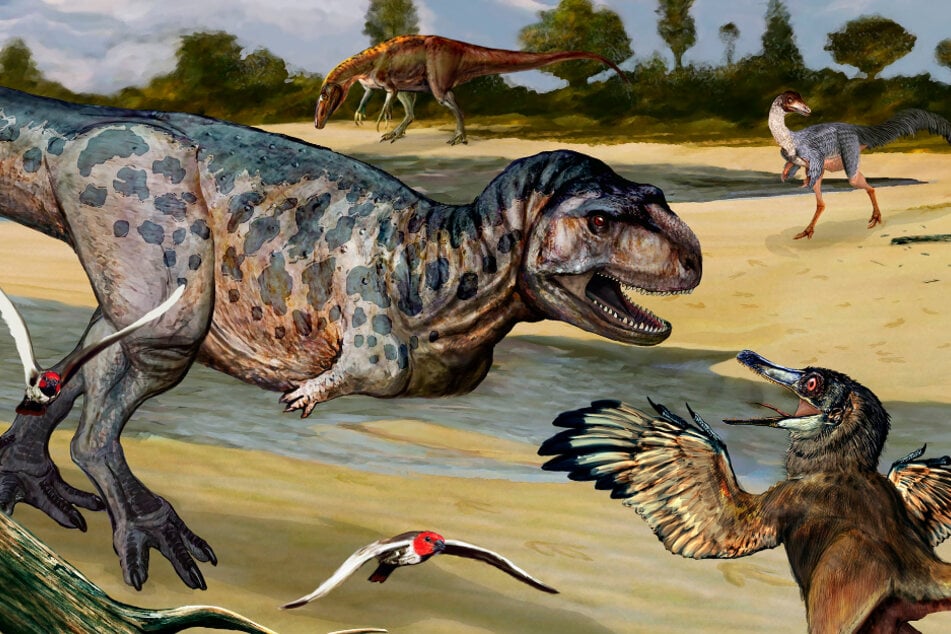 So könnte die Dinosaurier-Art (l.) ausgesehen haben, die bei Plaza Huincul ausfindig gemacht wurde.