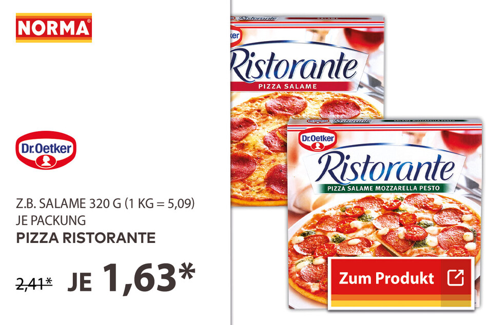 Pizza Ristorante für 1,63 Euro.