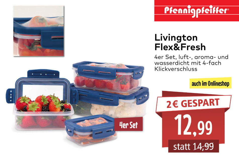 Livington Flex & Fresh Frischhaltedosen 4er-Set für nur 12,99 Euro.