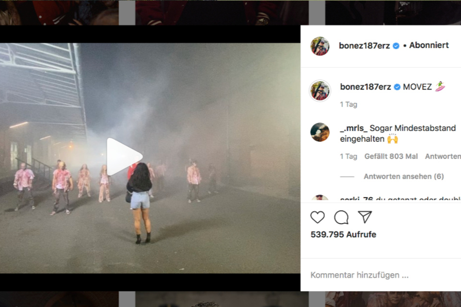 Bei Instagram zeigte Bonez eine Szene aus seinem Musikvideo.