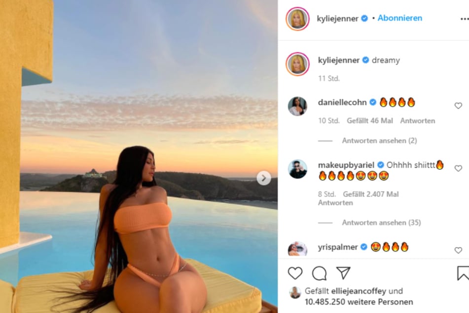 Tight curves against a soft backdrop: Kylie's (23) fans love the entrepreneur's latest photo.